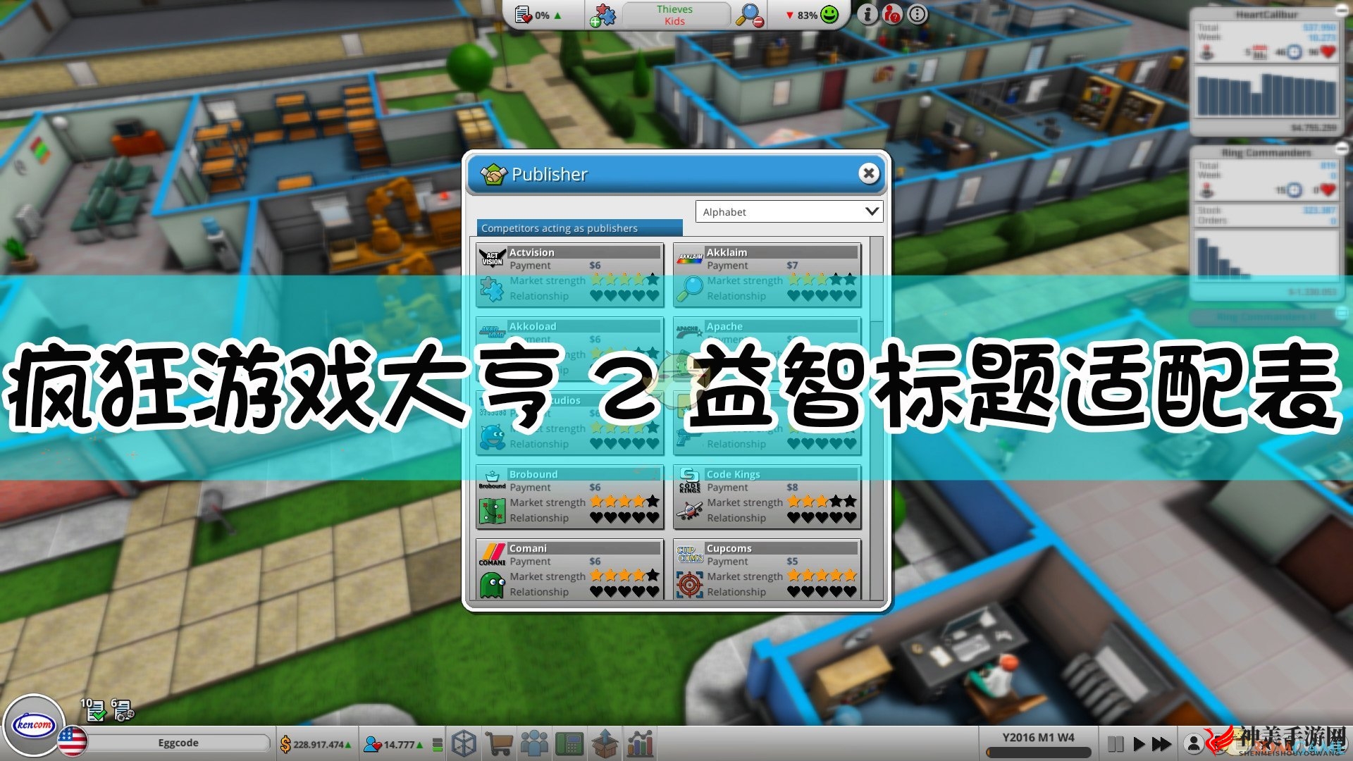 《疯狂游戏大亨2》益智适配表