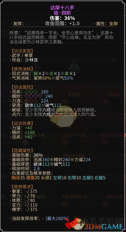 《太吾绘卷》少林派拳掌功法一览