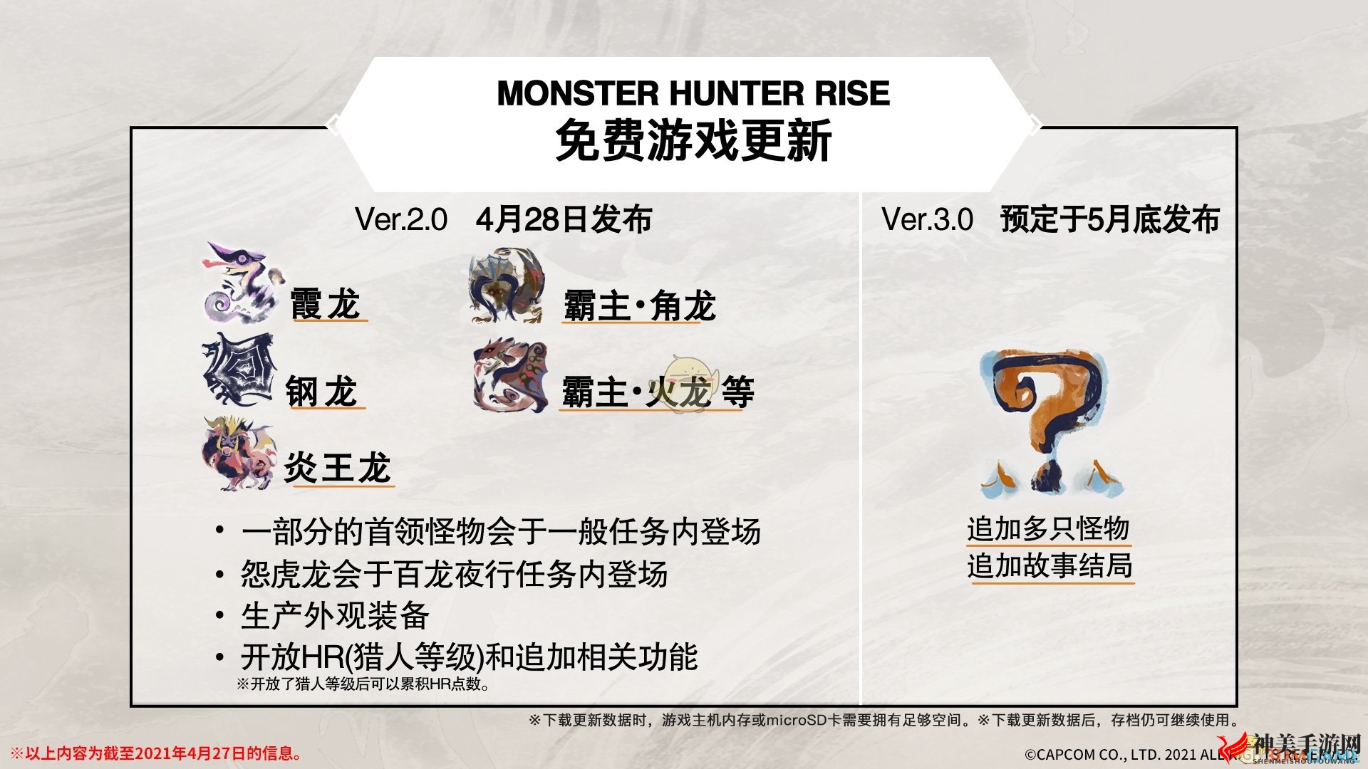《怪物猎人：崛起》V2.0完整更新日志